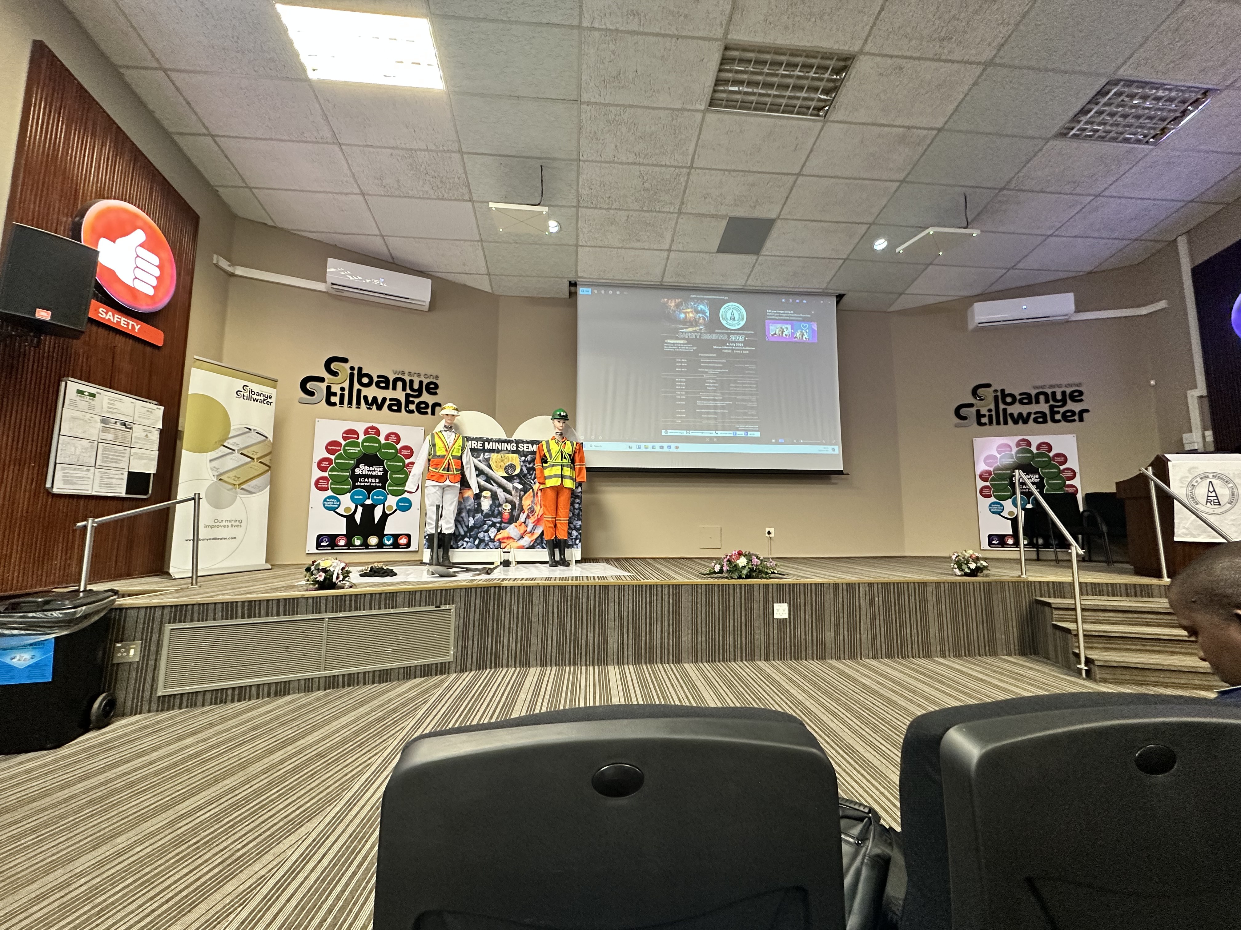 AMRE Safety Seminar presentation room prepared for RAMMS traction-estimation research