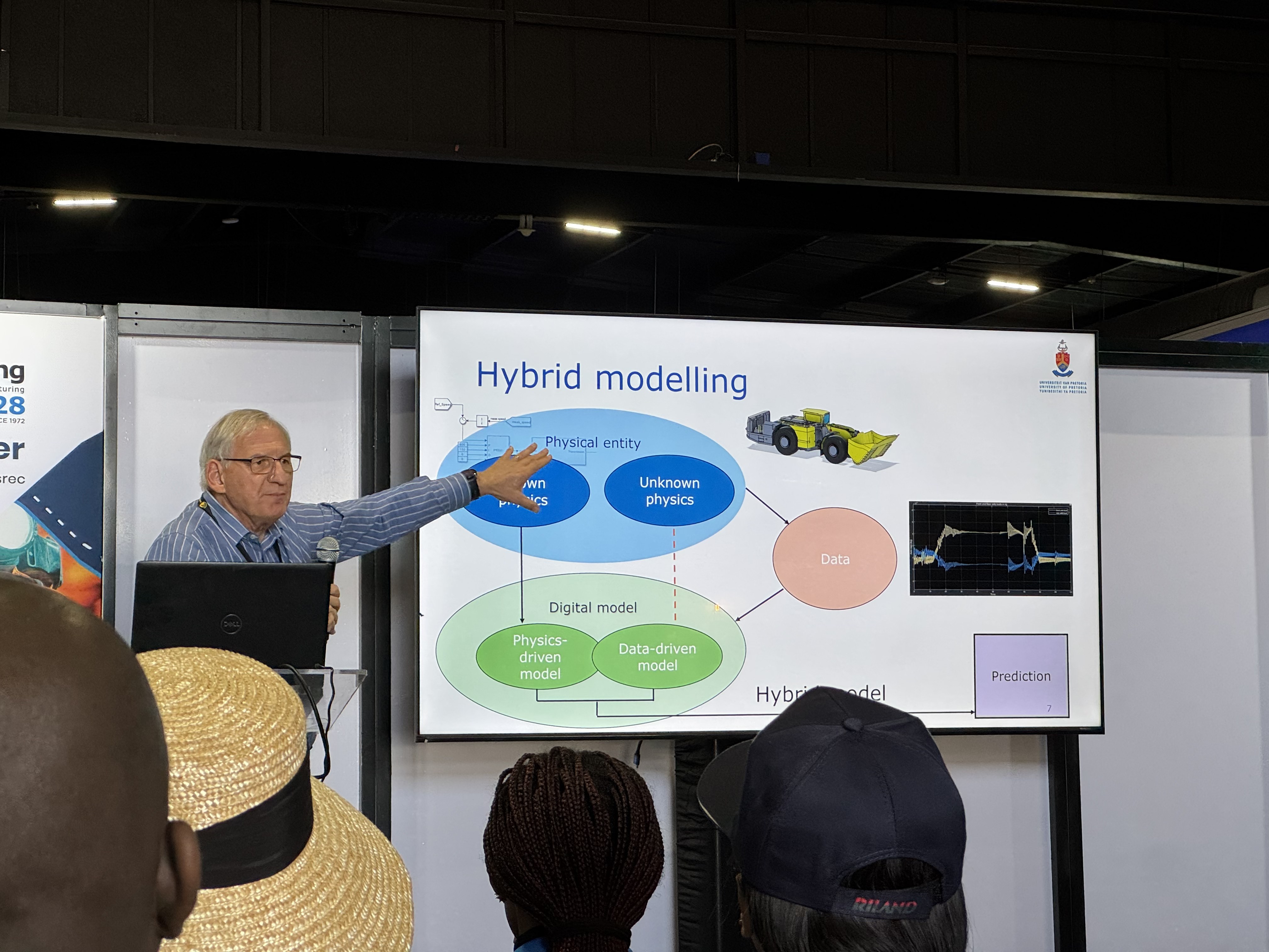 Professor Stephan Heyns explaining a RAMMS research framework to Electra Mining delegates
